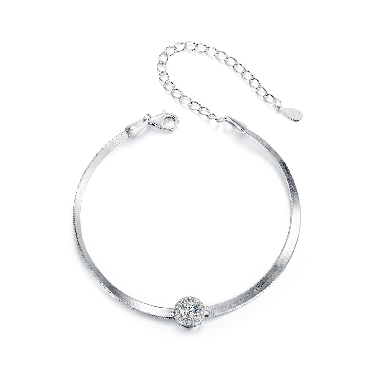 925 Sterling Silver 5.0mm Moissanite Bracelet with White Gold Plating for Women