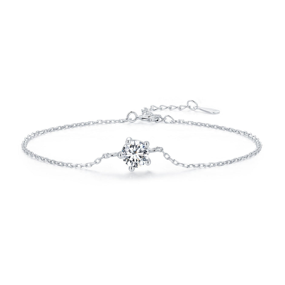 S925 Sterling Silver Moissanite Bracelet 15+3cm for Women