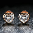 925 Sterling Silver Heart Shaped CZ Earrings with Rose Gold Plating for Women