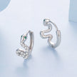 925 Sterling Silver Hoop Earrings with White Gold Plating and CZ Stones