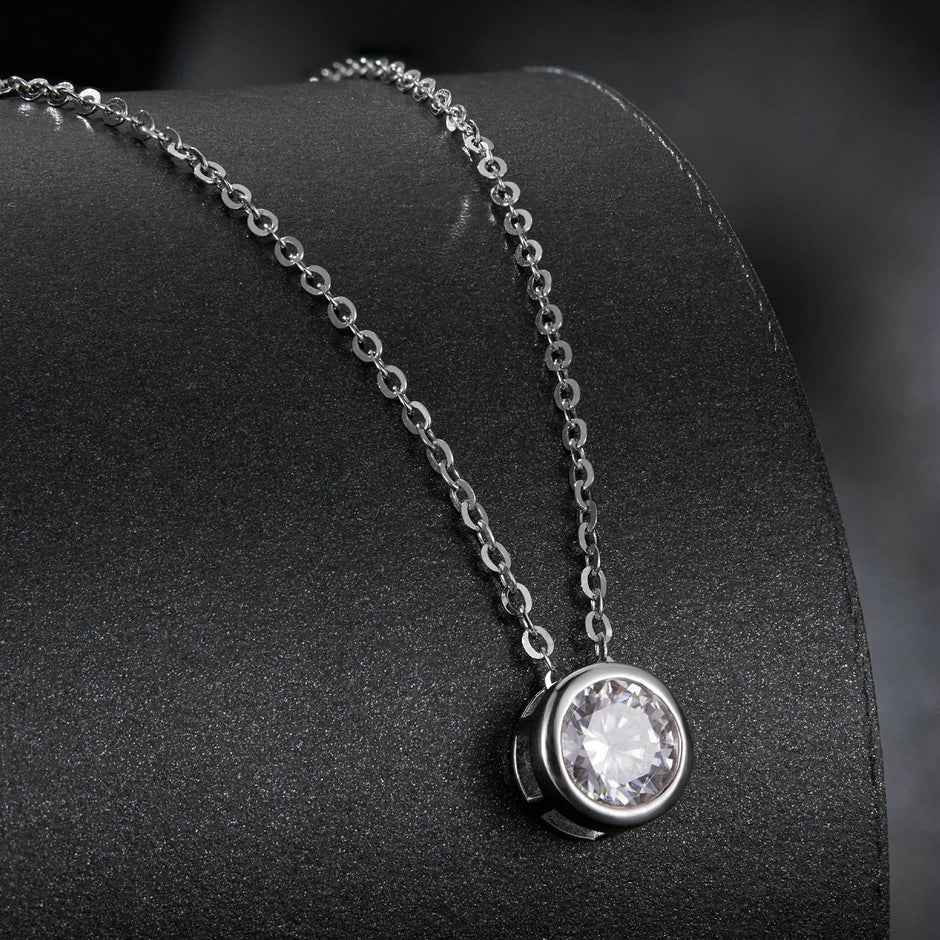 S925 Sterling Silver Moissanite Necklace 400mm with 1ct Moissanite for Women