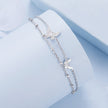 925 Sterling Silver Bracelets with Platinum Plating and CZ Stones - 150+60mm