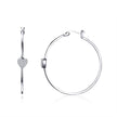 925 Sterling Silver Earrings with CZ, Size 3.8*0.6cm, Women's Jewelry