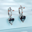 925 Sterling Silver Earrings with Pavé Setting CZ - Oxidized Silver - 2.3cm x 0.9cm - For Women