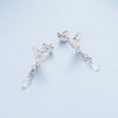 925 Sterling Silver & Brass Earrings with White Gold Plating, 2.0x0.8cm for Women