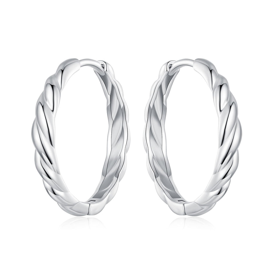 925 Sterling Silver Plated White Gold Earrings for Women - Size 11*3mm