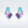 925 Sterling Silver Earrings with Transparent Glass, 1.6*1.1cm for Women