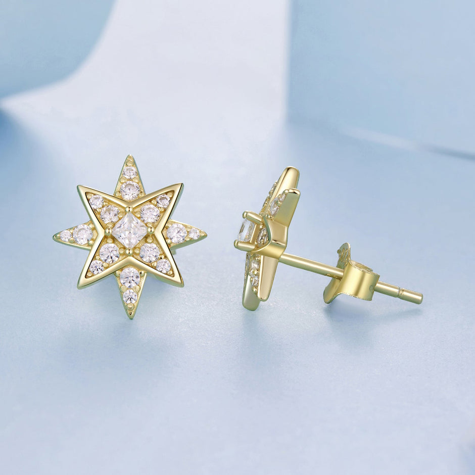 925 Sterling Silver Pavé Setting Gold Plated Earrings