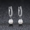 925 Sterling Silver Freshwater Pearl Earrings with Pavé Setting CZ for Women