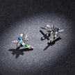 925 Sterling Silver Earrings with Pavé Setting CZ in Oxidized Silver