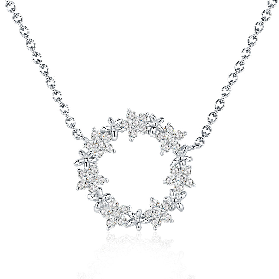 925 Sterling Silver Necklace with Pendant 1.6cm for Women