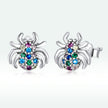 925 Sterling Silver Earrings with Pavé Setting CZ, Oxidized Silver, 0.7*0.8 cm for Women