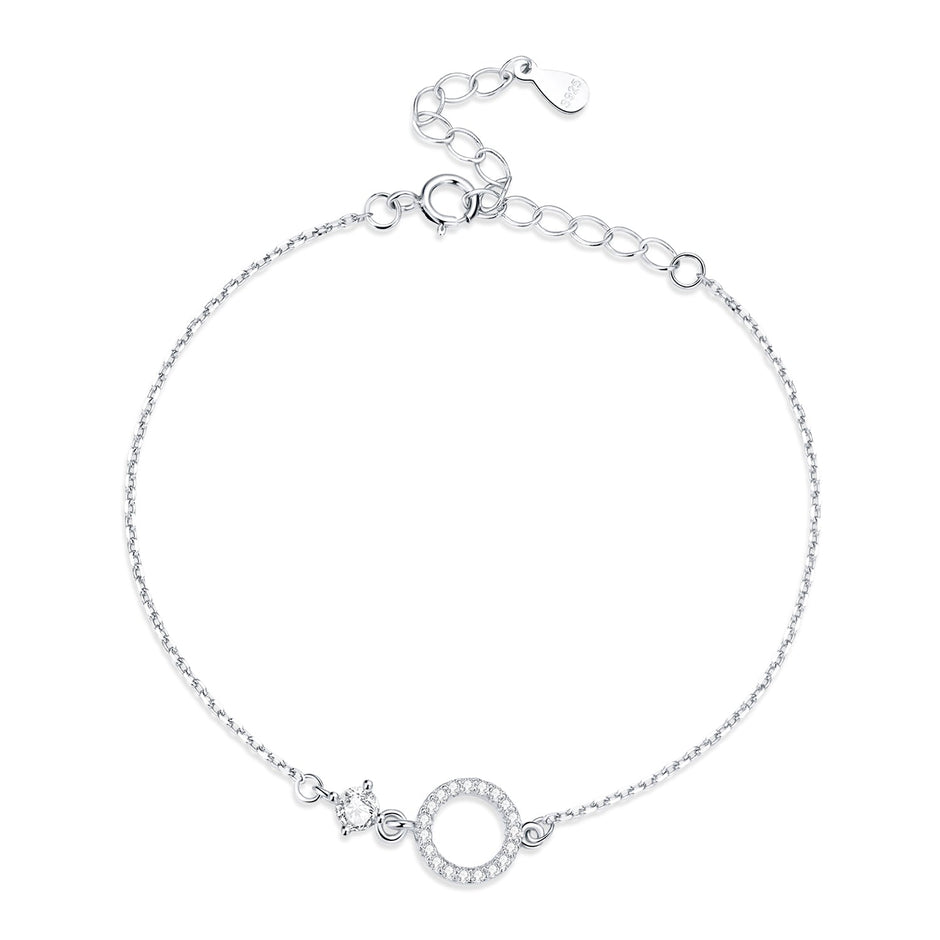 925 Sterling Silver Adjustable Bracelet with Pavé Set CZ for Women