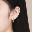 925 Sterling Silver Earrings Plated Platinum 1.9*0.5cm for Women