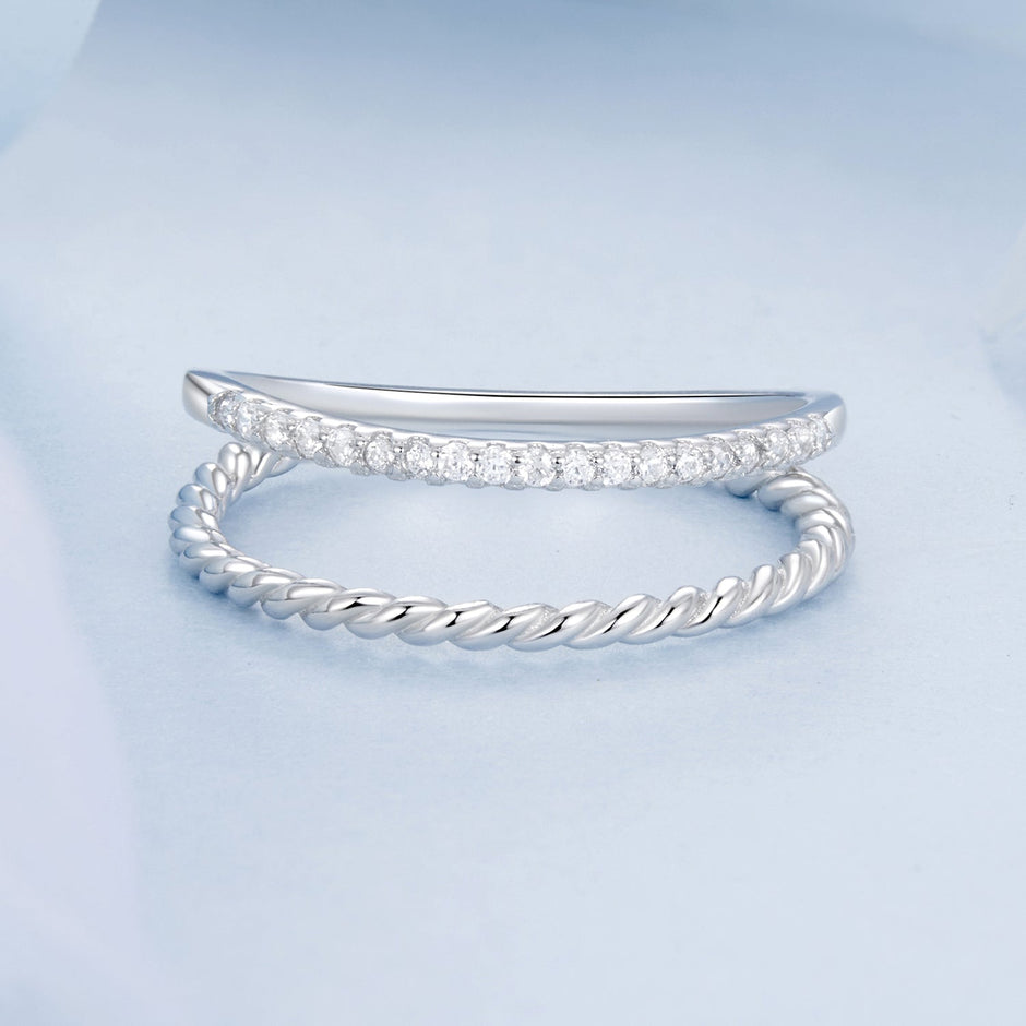 925 Sterling Silver Ring 6.0 Size with Pavé Setting CZ