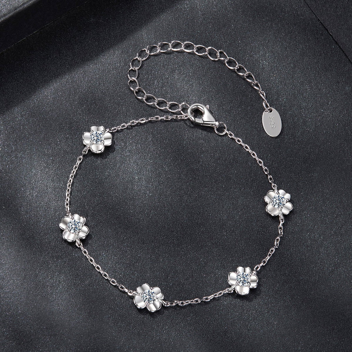 925 Sterling Silver 0.1 Carat Moissanite Bracelet for Women