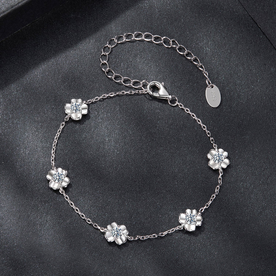 925 Sterling Silver 0.1 Carat Moissanite Bracelet for Women