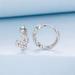 925 Sterling Silver Hoop Earrings with White Gold Plating and CZ Stones