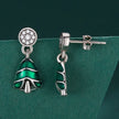 925 Sterling Silver Earrings with Enamel and Pavé Set CZ in Oxidized Silver