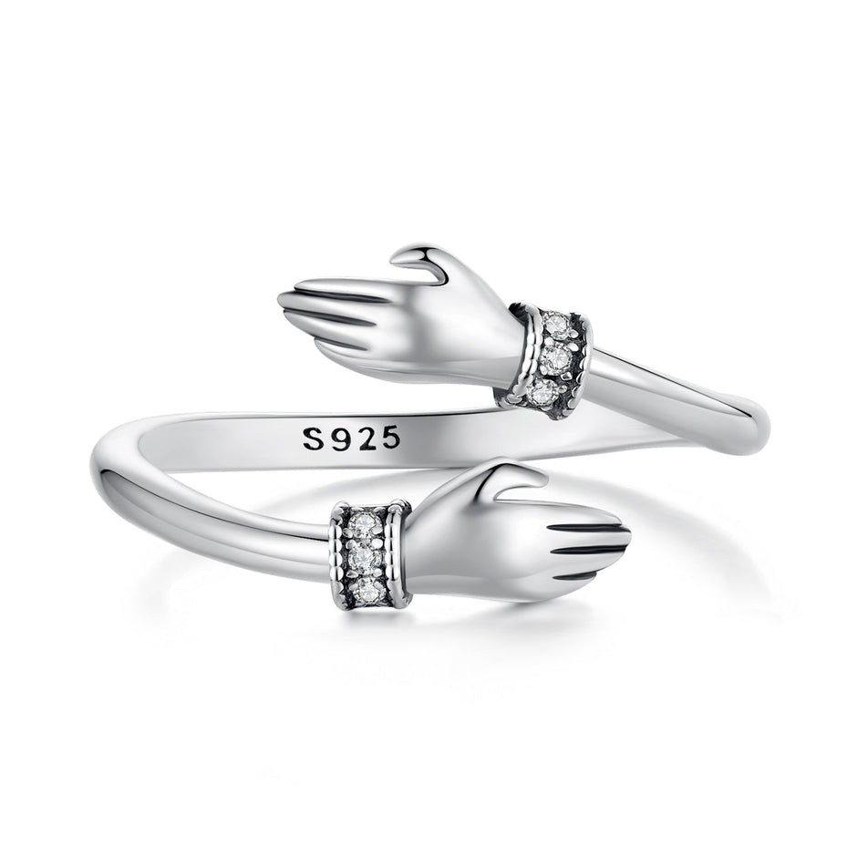925 Sterling Silver Oxidized Pavé CZ Ring