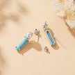 925 Sterling Silver Earrings with Synthetic Turquoise and Pearl, 2.4*0.6cm for Women