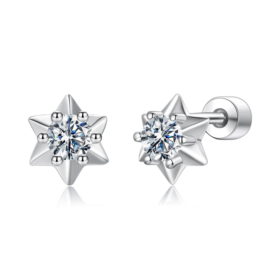 925 Sterling Silver Moissanite 0.10 Carat Earrings for Women