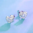 925 Sterling Silver Earrings with Pave Setting CZ and White Gold Plating