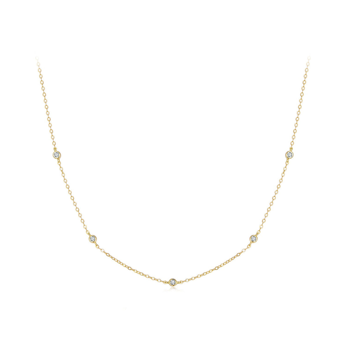 925 Sterling Silver White Gold Plated Adjustable Moissanite Necklace for Women