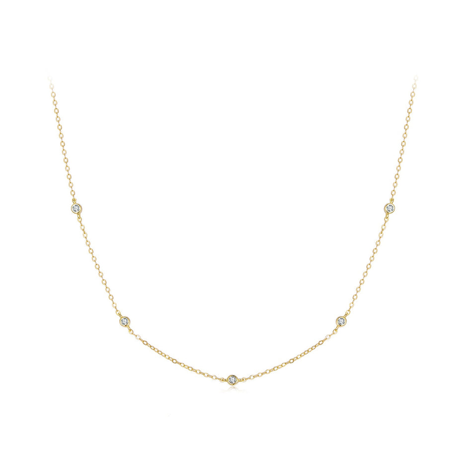 925 Sterling Silver White Gold Plated Adjustable Moissanite Necklace for Women