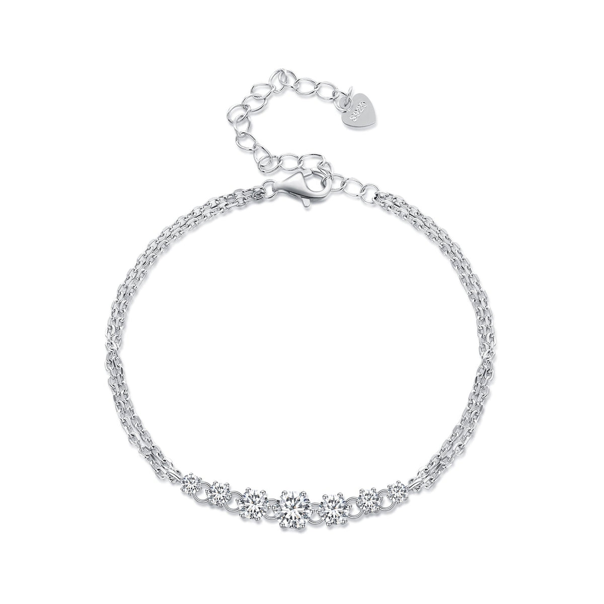 925 Sterling Silver 5MM Moissanite Bracelet for Women