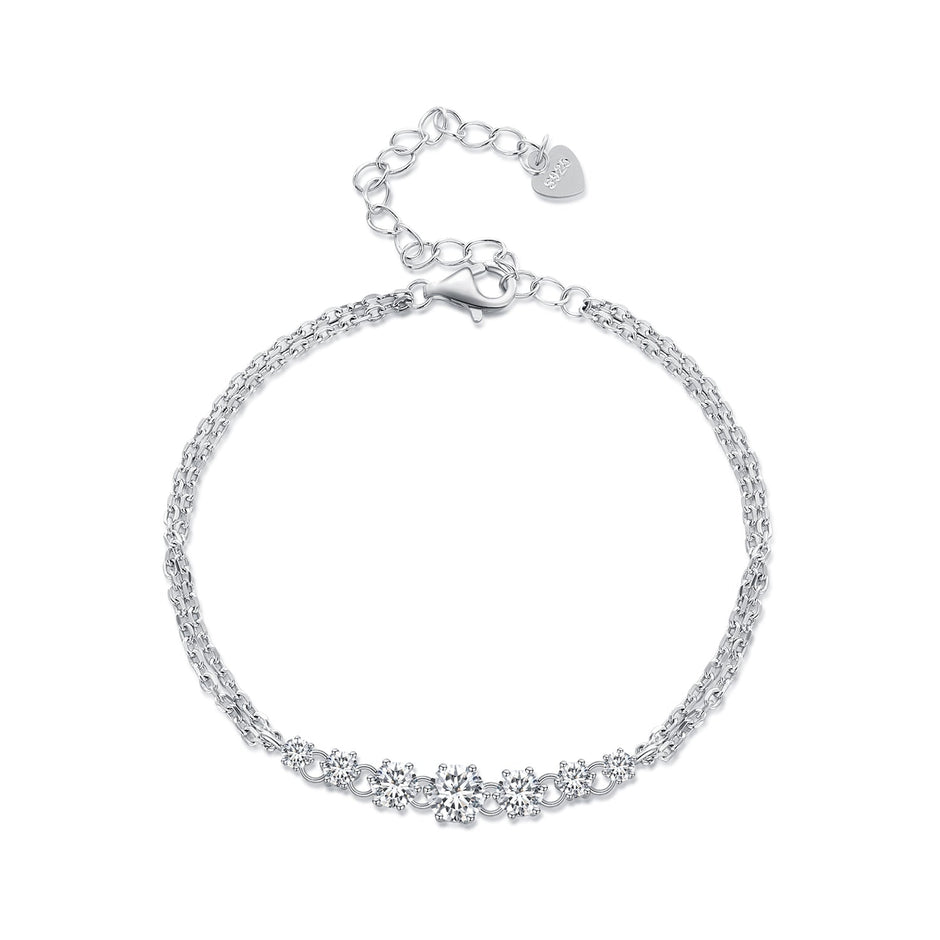 925 Sterling Silver 5MM Moissanite Bracelet for Women