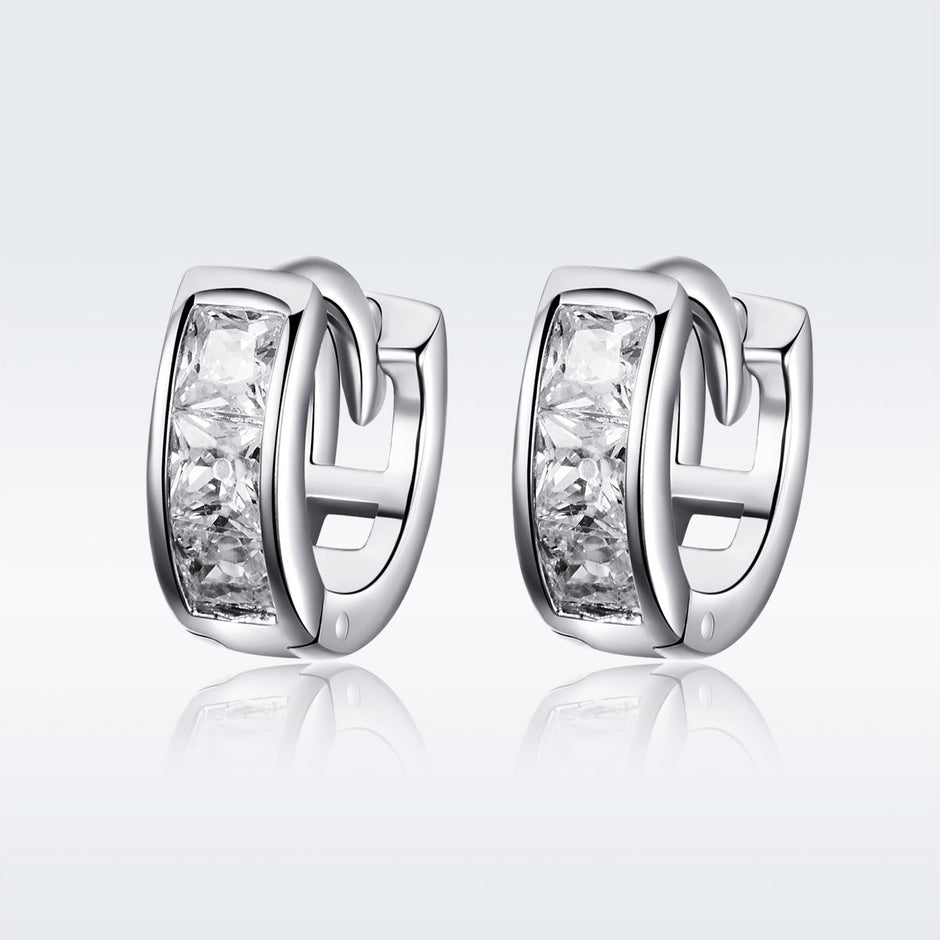 925 Sterling Silver Plated Platinum Pavé Setting CZ Earrings