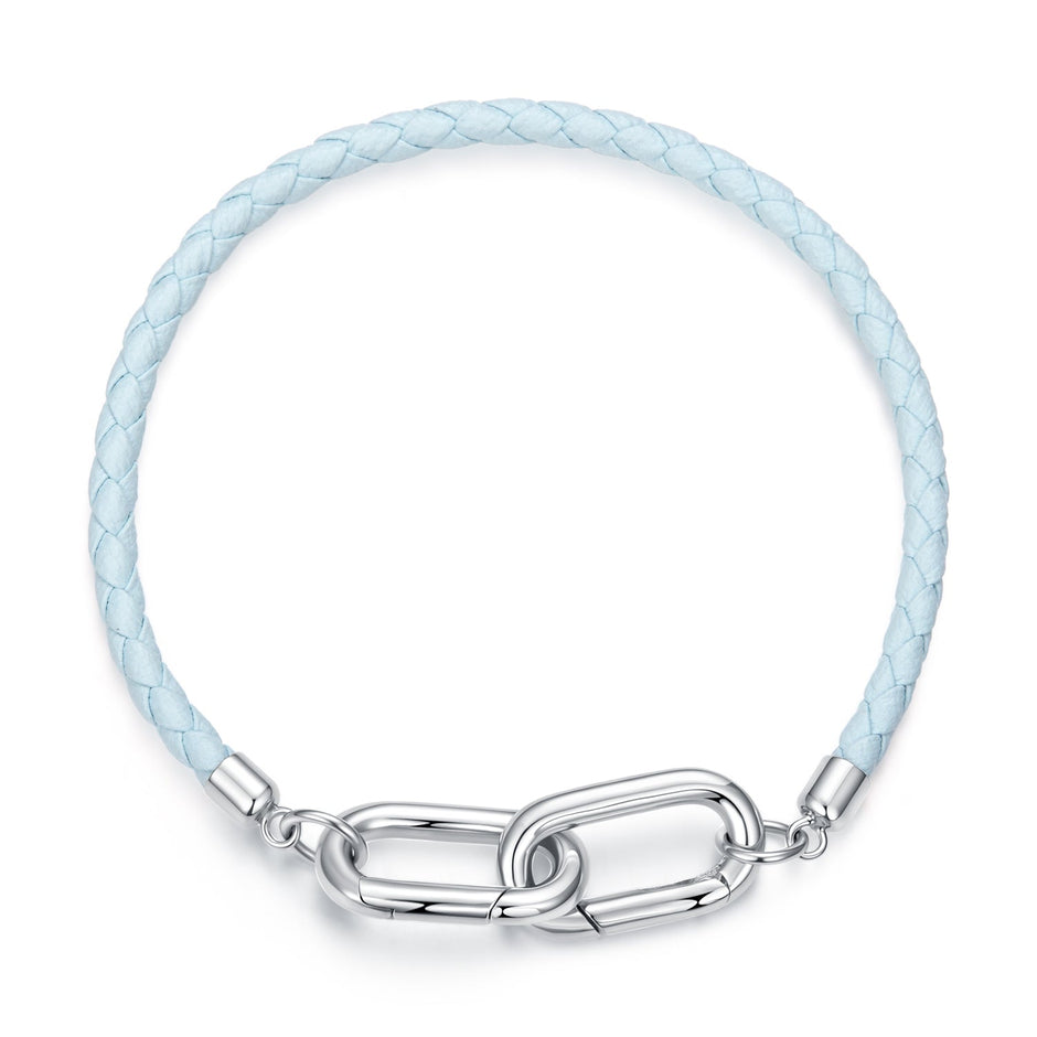 925 Sterling Silver White Gold Plated Hand Rope 17cm Bracelet for Women