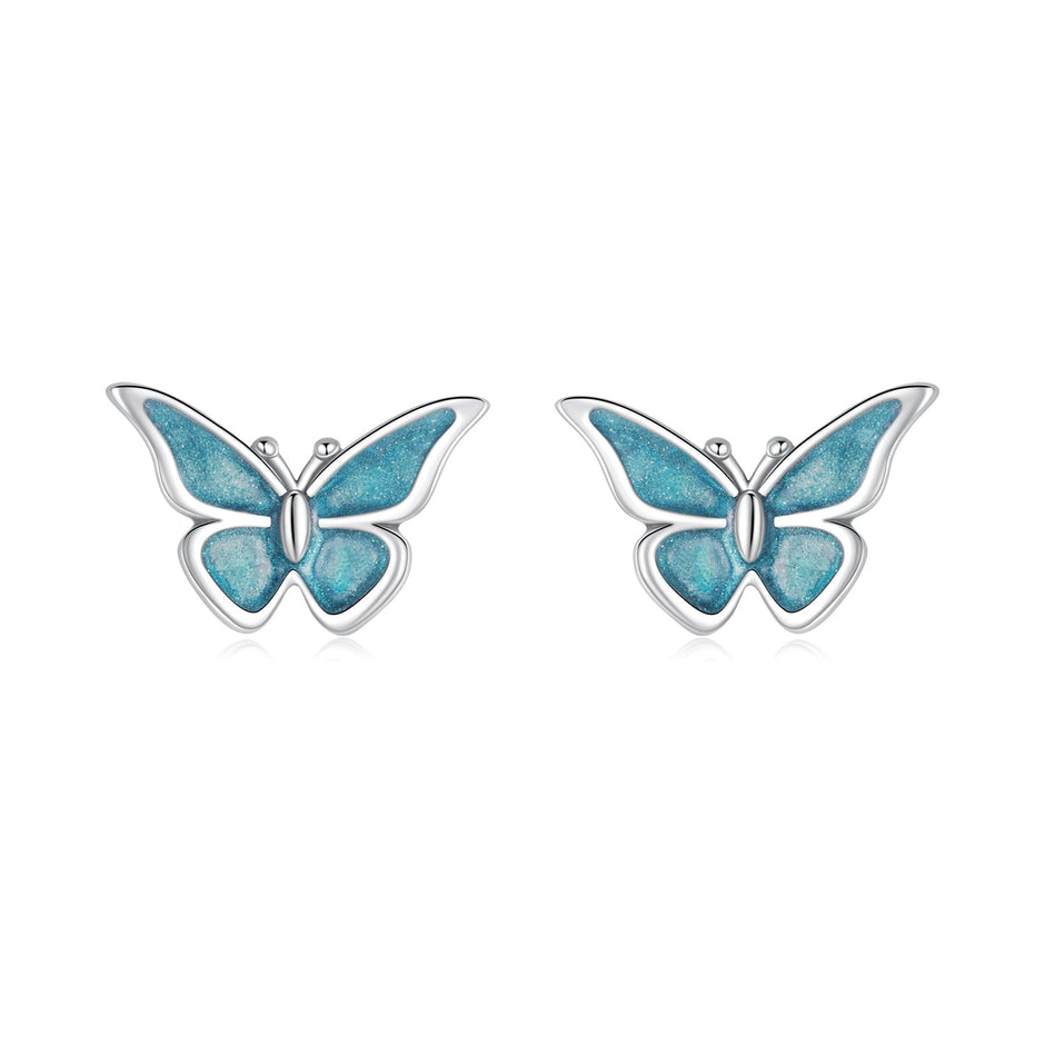 925 Sterling Silver Enamel Oxidized Earrings Size 0.7*1.1cm for Women