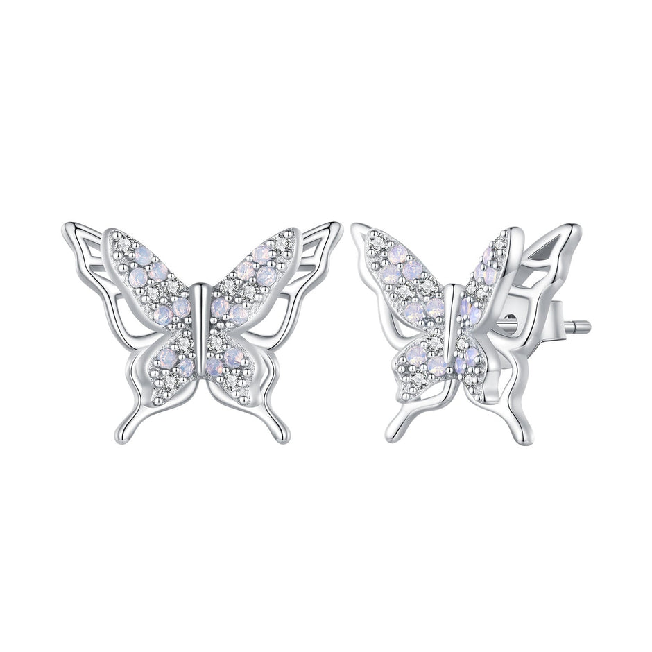 925 Sterling Silver Opal Nanometer Stone Earrings for Women
