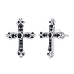 925 Sterling Silver Earrings with Pavé Setting CZ in Oxidized Silver, 15x12mm for Women