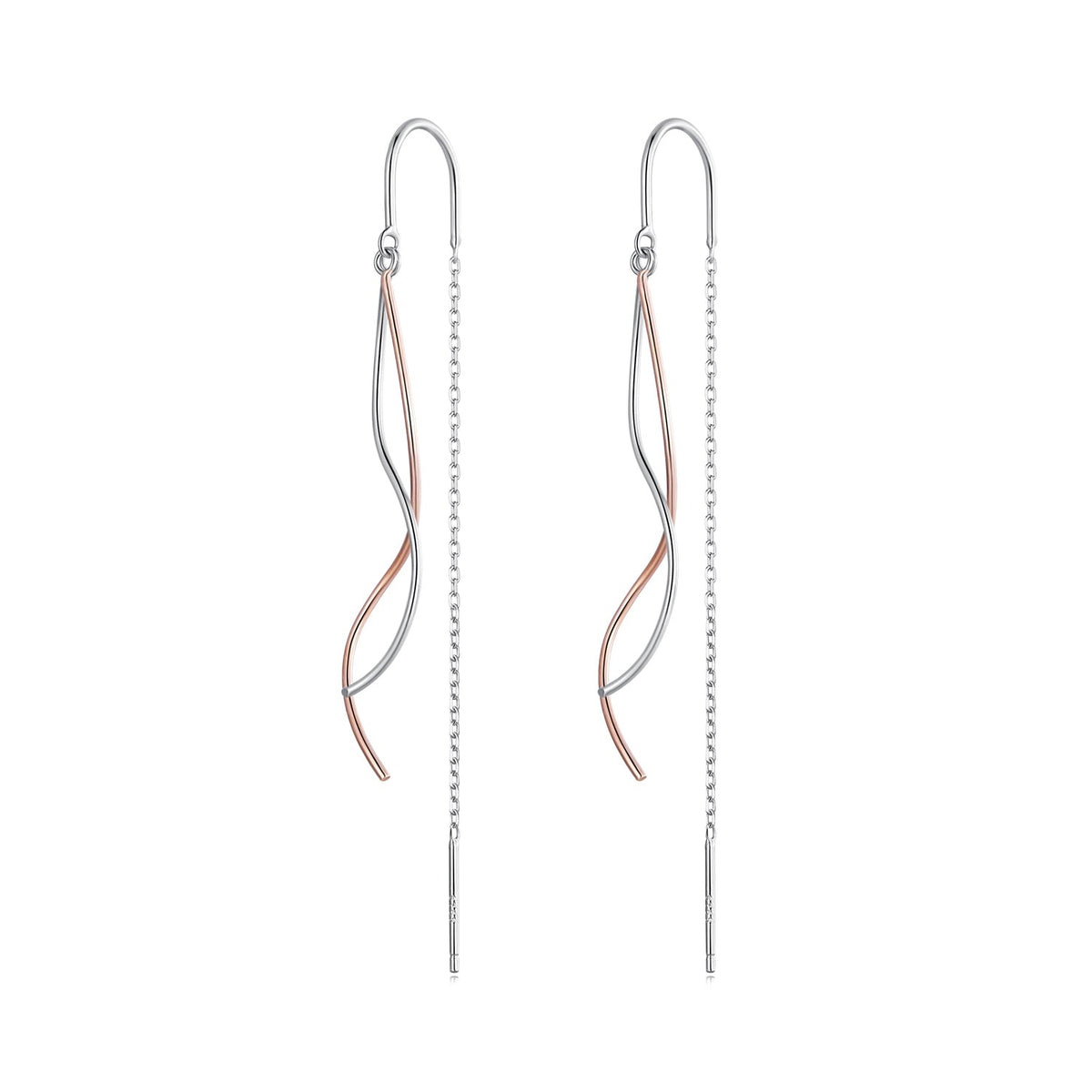 925 Sterling Silver Earrings 56*10mm Plated Platinum Rose Gold for Women