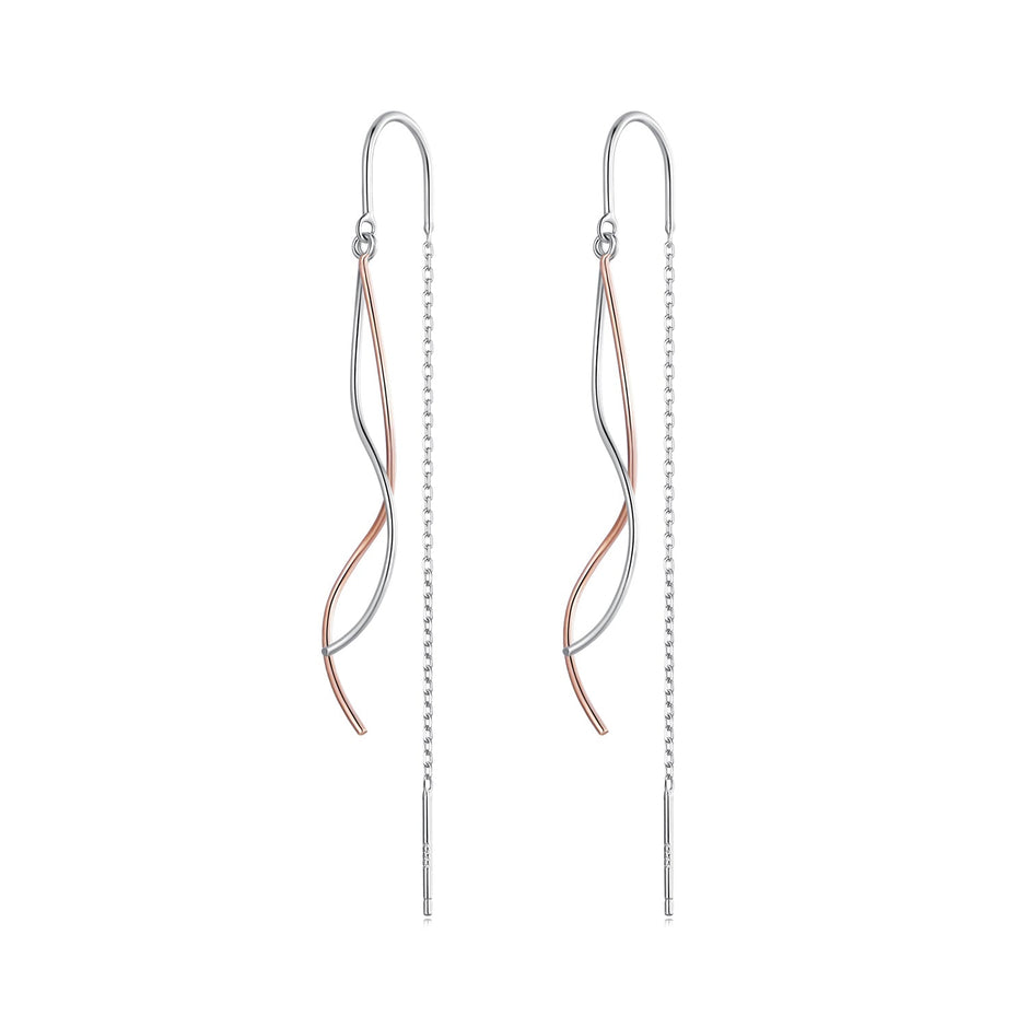 925 Sterling Silver Earrings 56*10mm Plated Platinum Rose Gold for Women