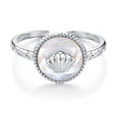 925 Sterling Silver White Gold-Plated Ring with Nacre Pendant - Style E for Women