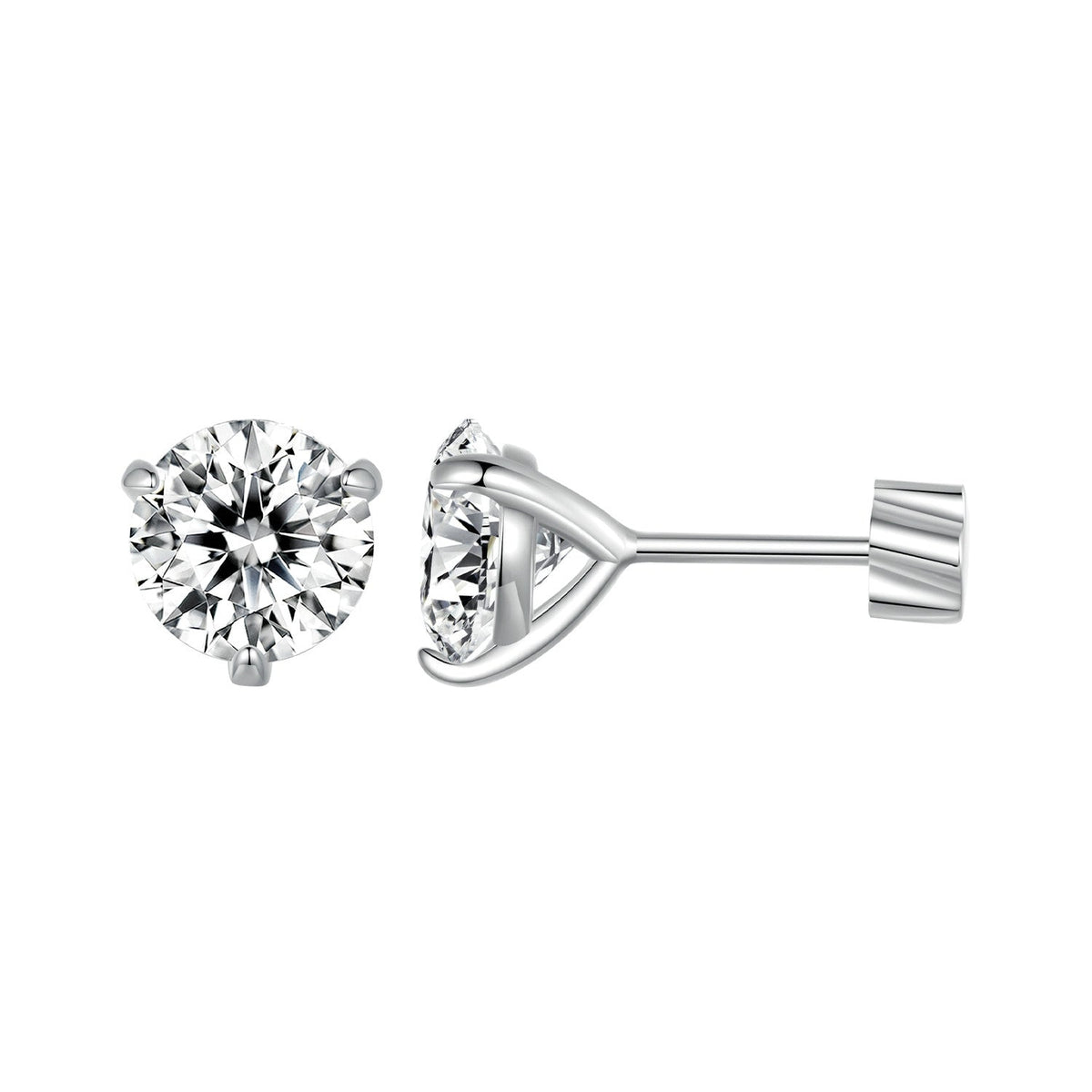 925 Sterling Silver Moissanite Earring 0.7cm White Gold Plated for Women