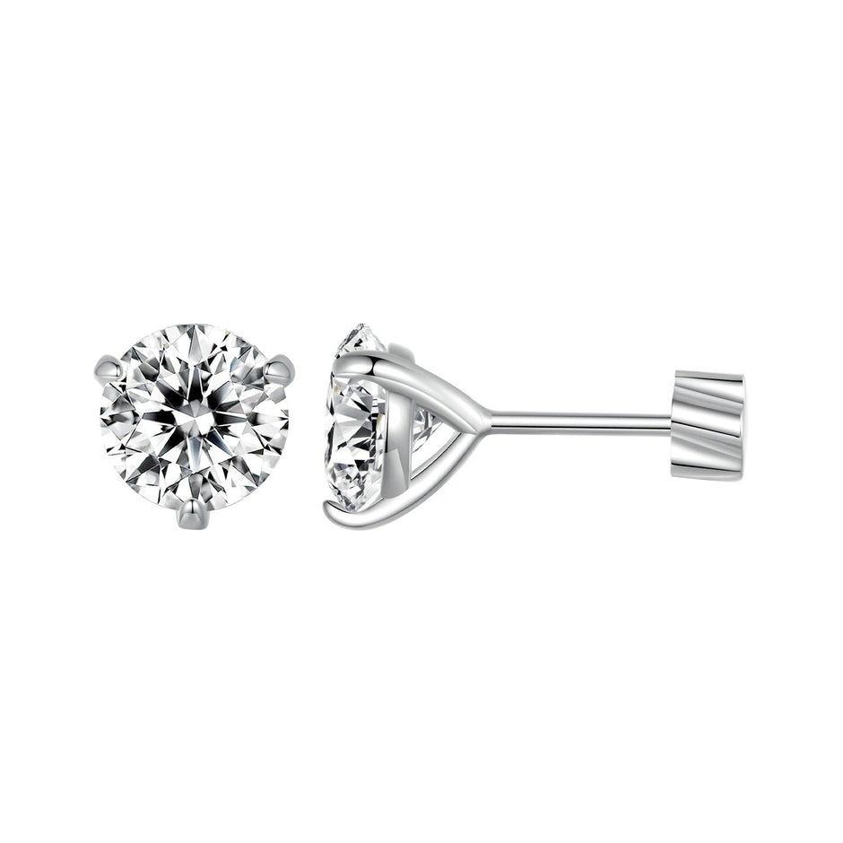 925 Sterling Silver Moissanite Earring 0.7cm White Gold Plated for Women