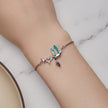 925 Sterling Silver Enamel Plated Platinum Bracelet with CZ, Adjustable Length for Women