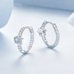 925 Sterling Silver Earrings with CZ and White Gold Plating, 1.3cm for Women