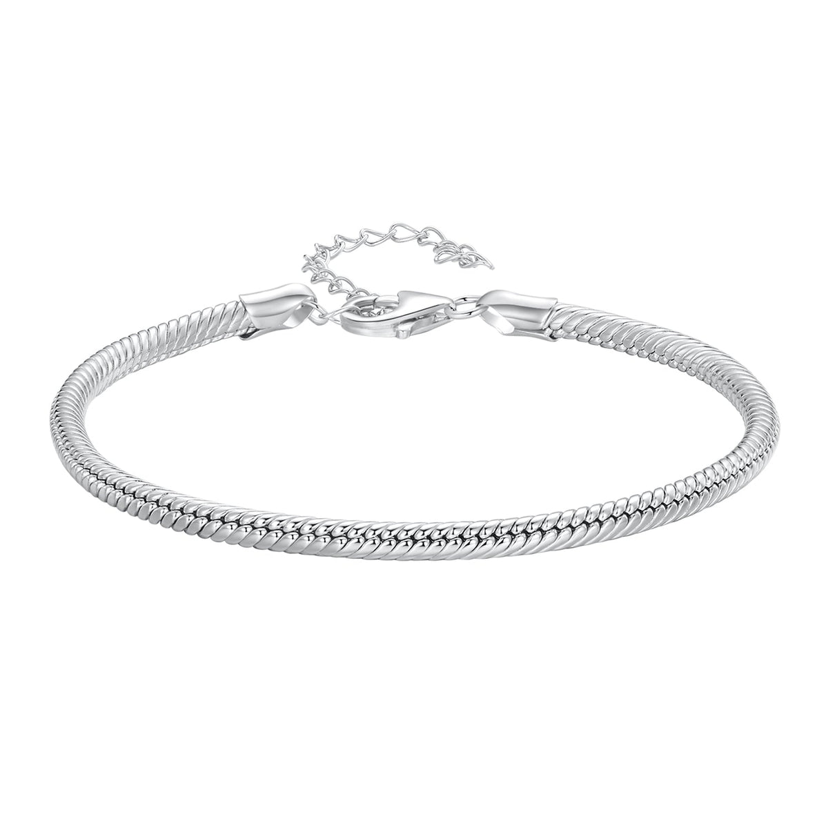 925 Sterling Silver Plated Platinum Bracelet with Adjustable Length for Women
