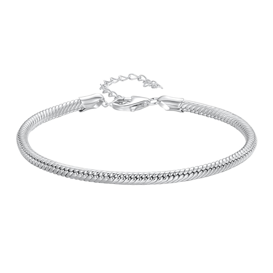 925 Sterling Silver Plated Platinum Bracelet with Adjustable Length for Women