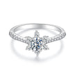 925 Sterling Silver Pavé Moissanite Ring with CZ - Size 6