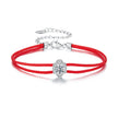 925 Sterling Silver White Gold Plated Round Moissanite 15+6cm Cotton Cord Bracelet for Women