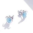 925 Sterling Silver Earrings for Women - Pavé Setting CZ with Enamel Process - 1cm