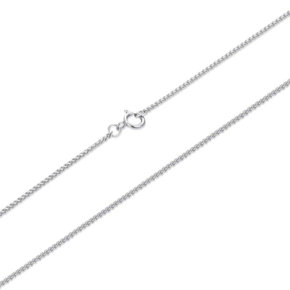 925 Sterling Silver + Plated White Gold 40cm Necklace