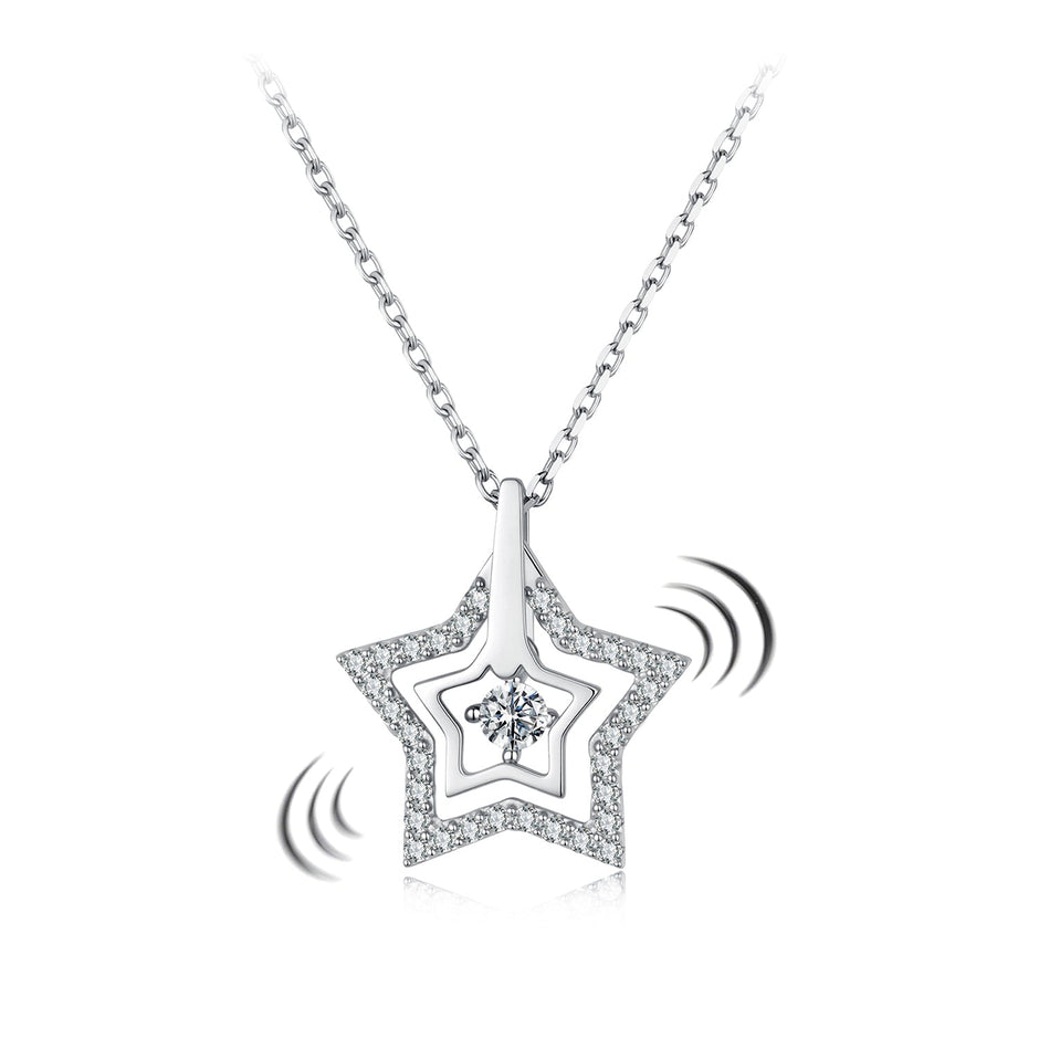 925 Sterling Silver White Gold Plated Moissanite 40+5cm Necklace for Women